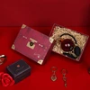 Custom luxury delicate hot gold stamping gift wedding favor suitcase shape gift box
