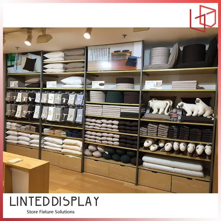 Floor Stand Pillow Display Shelf And Pillow Rack Display In Market