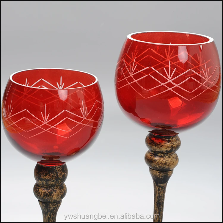 tall red candle holders