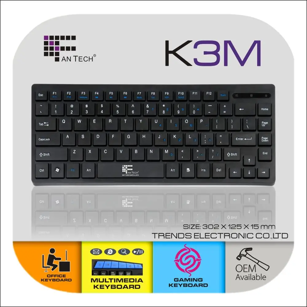 Original Fantech K3M Office Keyboard , High Perfomance Keyboard with 87 Keys