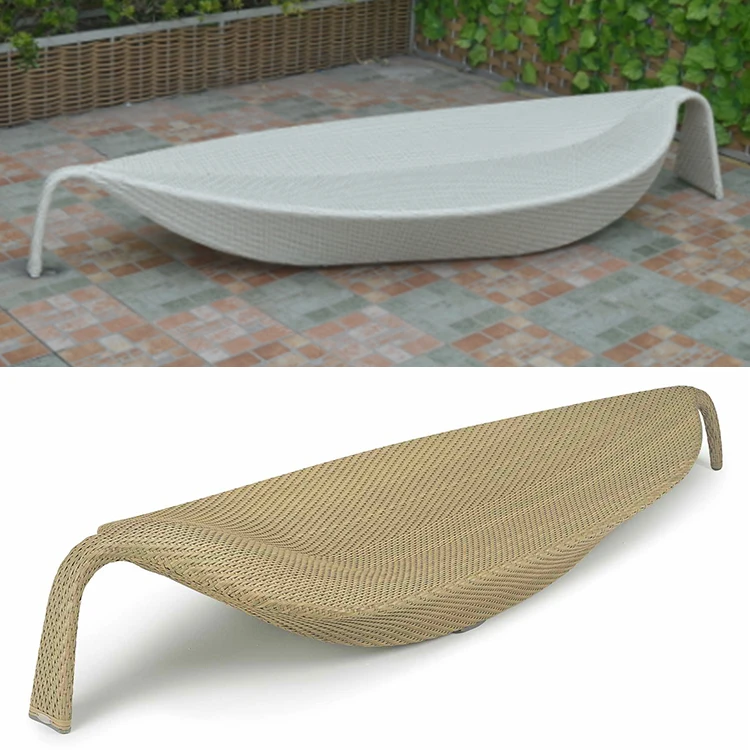 LIGO All weather leaf shape reclining rattan sun lounger