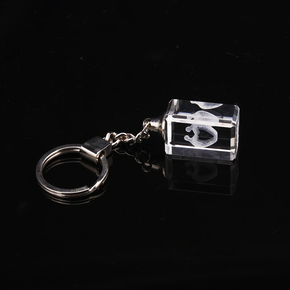 3d Laser Engraved Cube Christmas Gifts Crystal Led Keychain Glass Photo