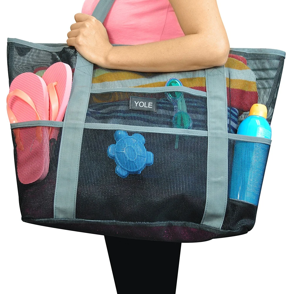 large beach bag with compartments