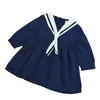 korean style long sleeve frock designs young girl cotton autumn baby sailor dress for child