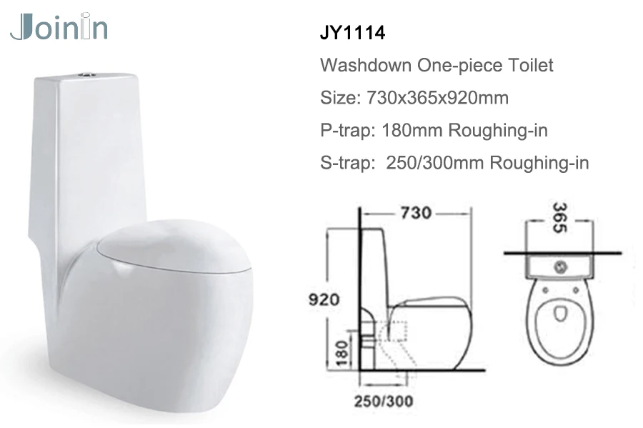 JOININ chaozhou Bathroom equipment Ceramic washdown elegant design one piece toilet JY1114