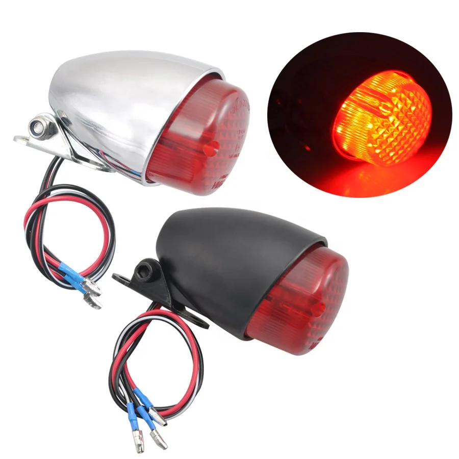 Motorcycle Extended Lens Led Taillight Tail Brake Stop Light Fits For Universal Motorbike