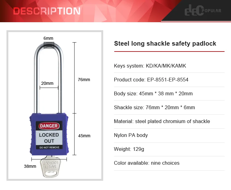 New Types Steel Metal Shackle ABS Lock Body Plastic Safety Padlock