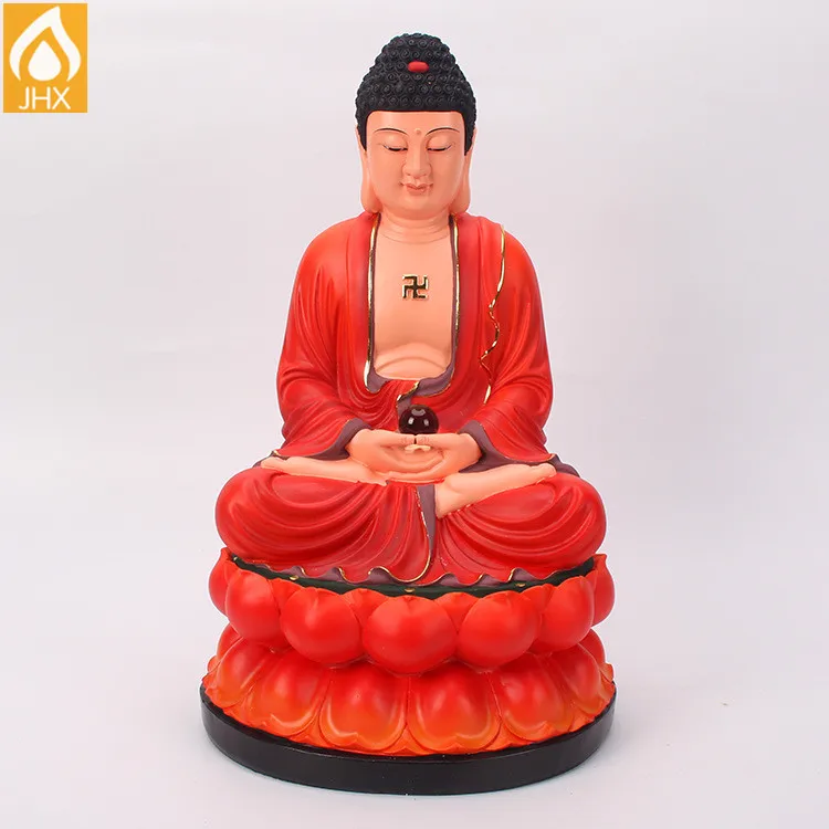 Hand Carved Praying Fiberglass Monk HandPaint Colorful Buddha Statue