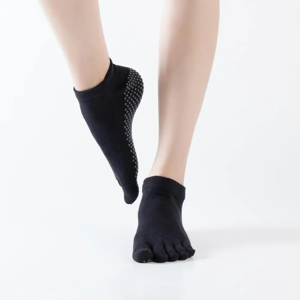 
High Quality Solid Colored Toe Socks Anti Slip Pilates Yoga Socks 