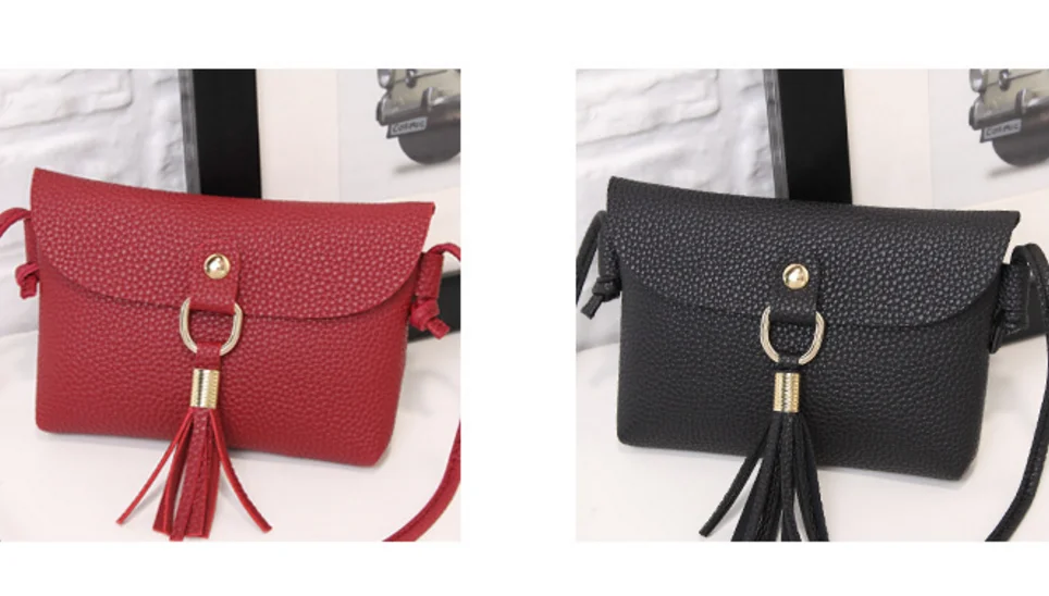 2018 Women Cheap Litchi Leather PU Small Crossbody One Shoulder Messenger Check Coin Bag