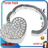 Heart Shape Folded Purse Hook Hanger For Tables With Diamond