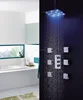 Wall Mount Thermostatic Shower Faucet Set, LED 3colors Rainfall Shower Head and Spa Body Massage Spray Jets Bathroom Bath Shower