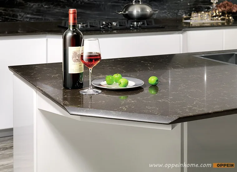 Diseño Italiano Moderno Beige Alto Brillo Lacado Gabinete De Cocina Con