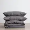 LZ grey color washed 100% pure french linen double bed winter duvet cover set bedding