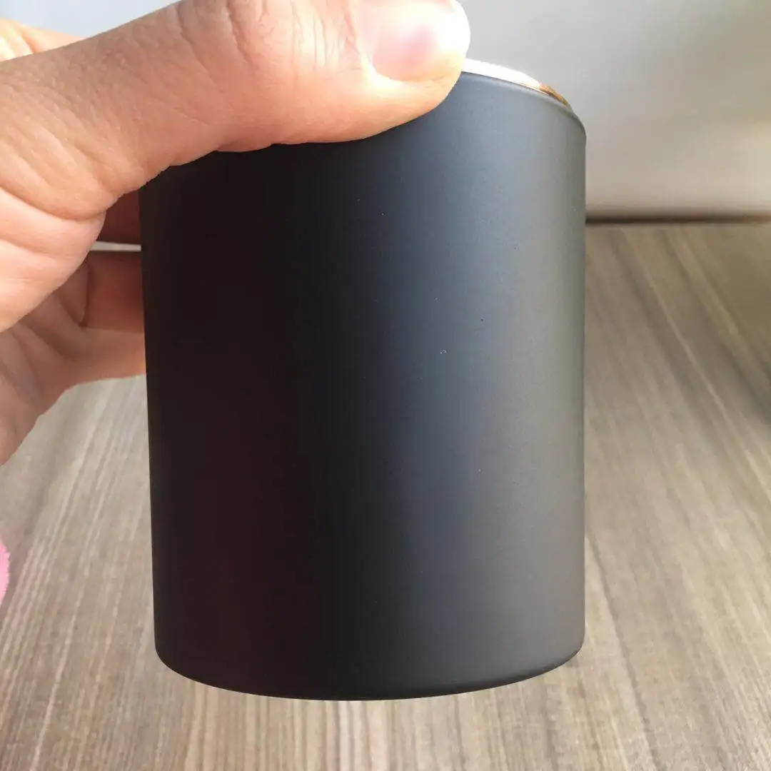 Wholesale Glass Candle Jars Wholesale Frosted Black 8oz With Lid For
