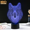 KH-NL020 KING HEIGHT 3D Animal Illusion Kids Night Lamp for Bedroom Girls Boys Wolf