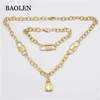 Women Men's Wholesale Stainless Steel Jewelry Locket Chain Necklace Bracelet Set