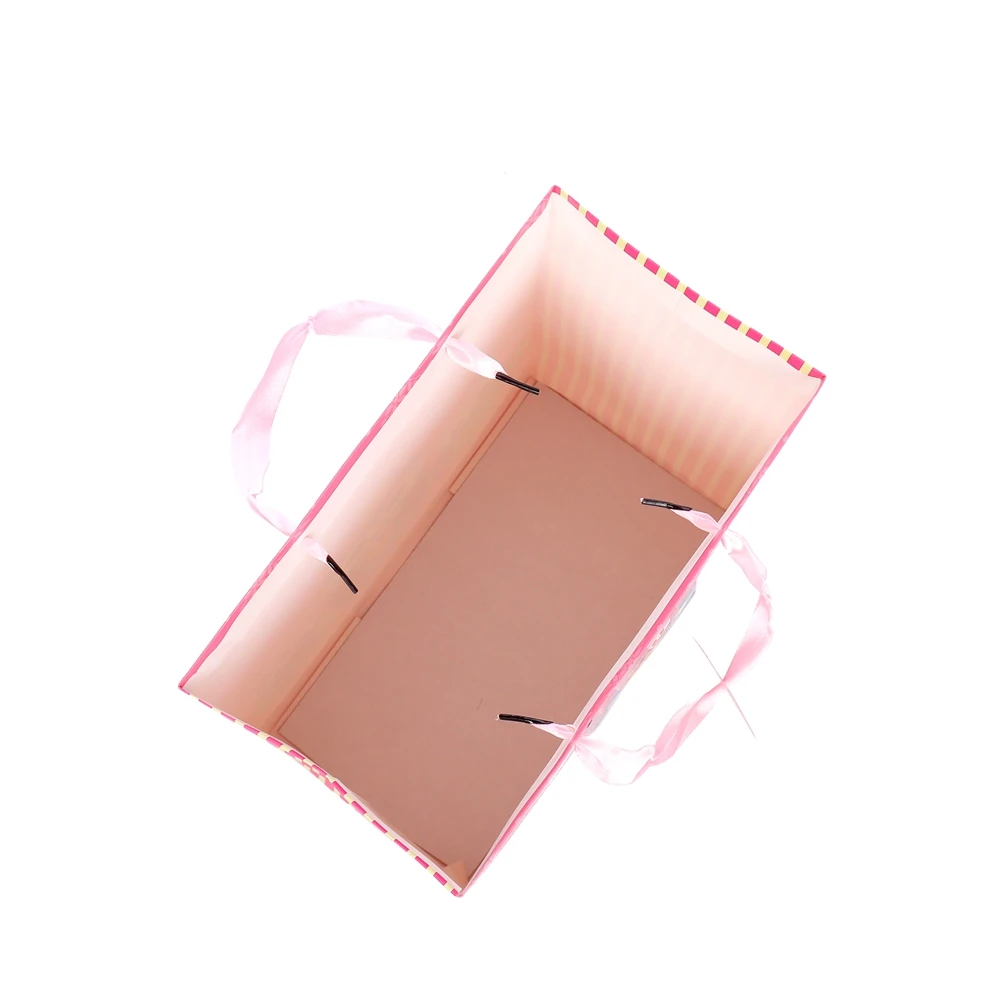 2019 Luxury Foldable Colorful Handmade Pink Wine Gift Package Paper Gift Bag With Handle