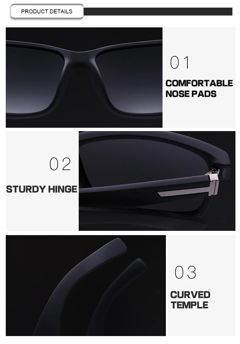 Promotional Men Square Polarized PC Frame Oculos Fashion 2019 Eyewear