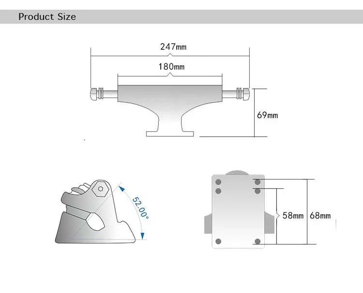 Custom High Quality 7 inch Gravity Casting Longboard Trucks in 180mm ...