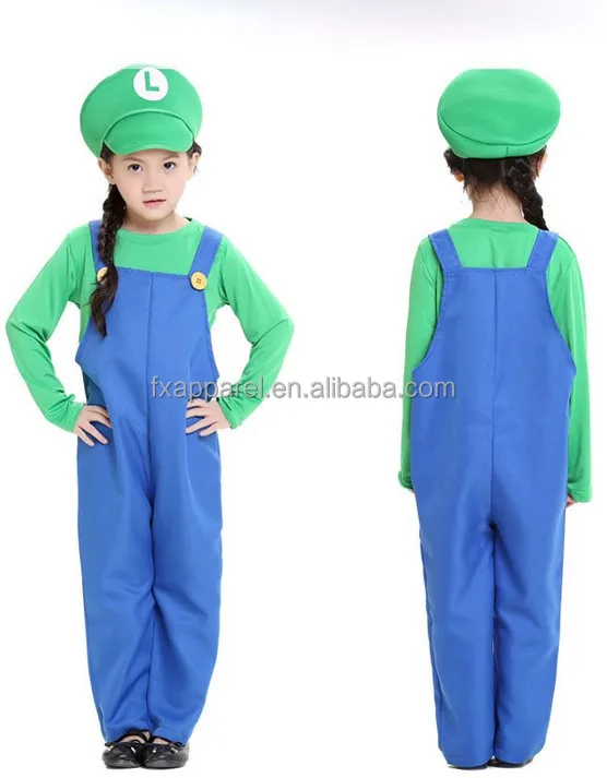 Children/'s Super Mario Bros Luigi Traje Niños Libro Semana Rojo Verde Vestido de fantasía