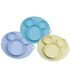 Promotion quality silicone kids plate, tableware cartoon design divided silicone baby plate, adorable baby plate