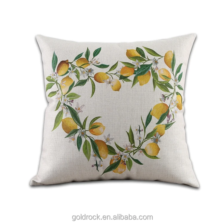 Wholesale Custom Lemon Print Green Plants Pillowcase Pastoral