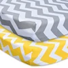 2 Pack Crib Sheet Set 100% Jersey Cotton for Baby Girl and Baby Boy Grey Wave Printed Fitted Crib Sheet