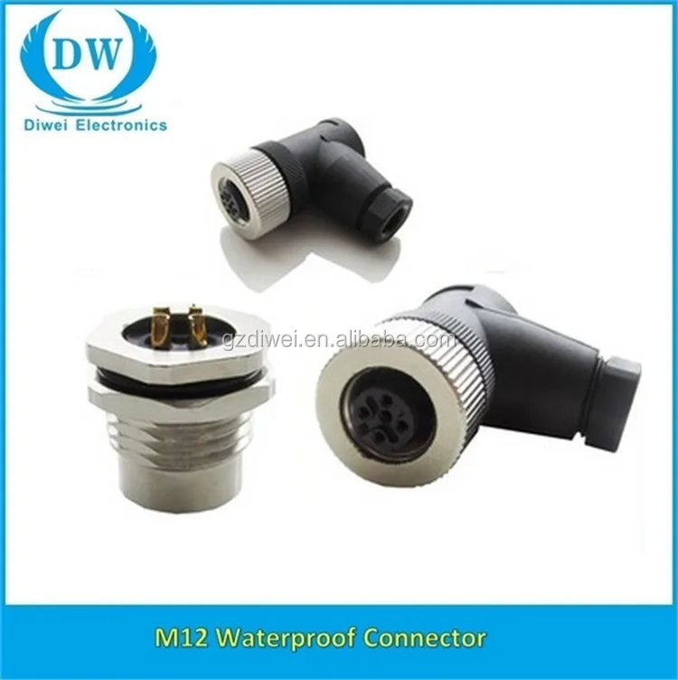 Waterproof Bulkhead Electrical Connector Round 4pin Power Plug M12