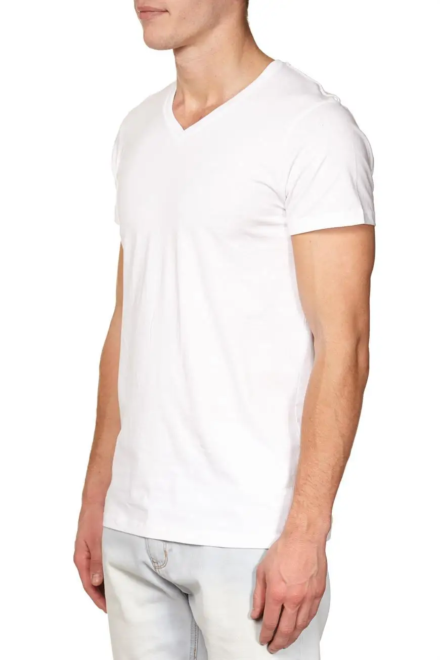 Oem High Quality Mens V-neck White T-shirts Wholesale - Buy V-neck ...