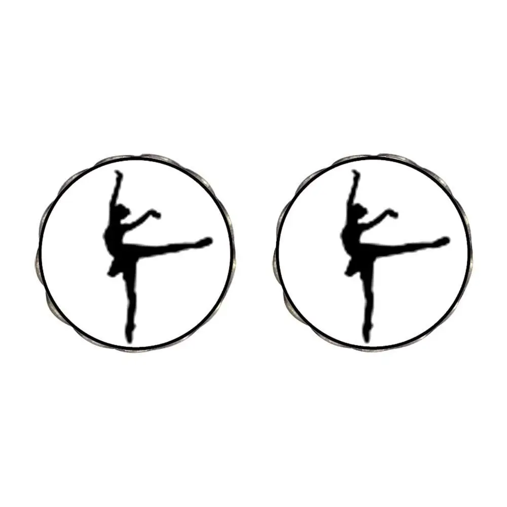 GiftJewelryShop Silver Plated Dance themes Ballet Dancer Photo Stud Earrings 10mm Diameter