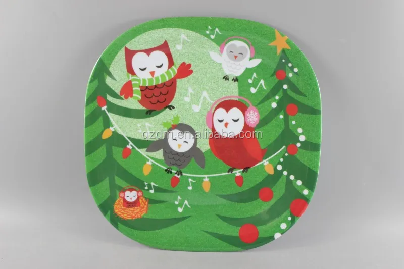Square Melamine dinner plate ,Christmas Dishes , X'mas Food Plate