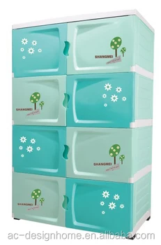 Pink Turquoise Pp Plastic Storage Cabinet W 8 Drawers Wheels