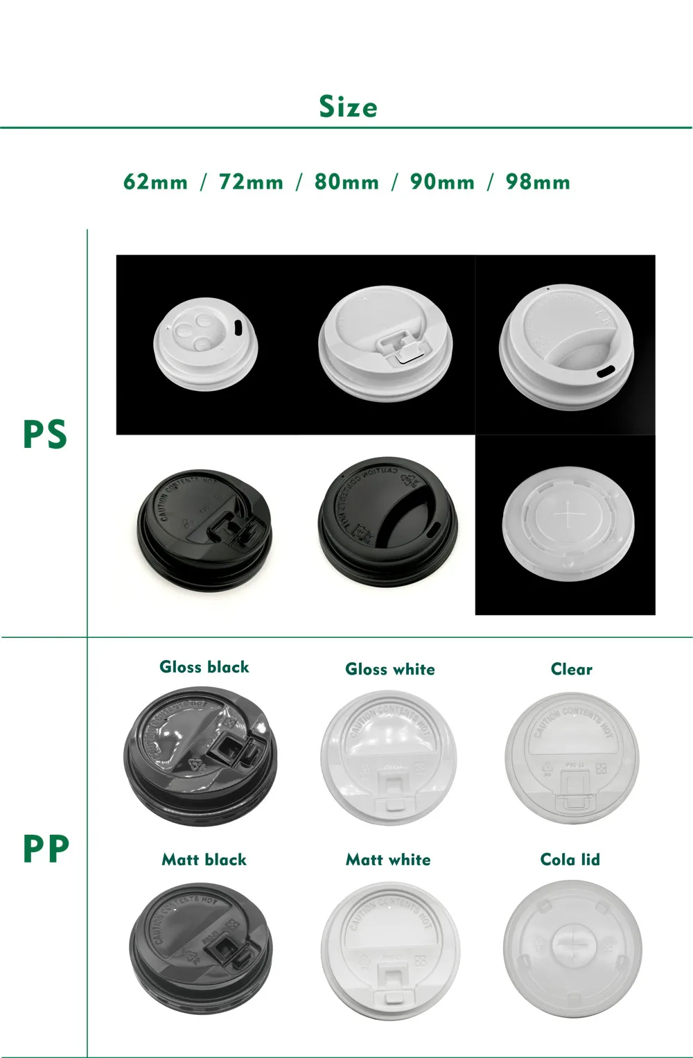 2000pcsctn 73mm Ps Black Sip Lid Cheap Custom Logo Printed Cold Drink Paper Cup Disposable 8601