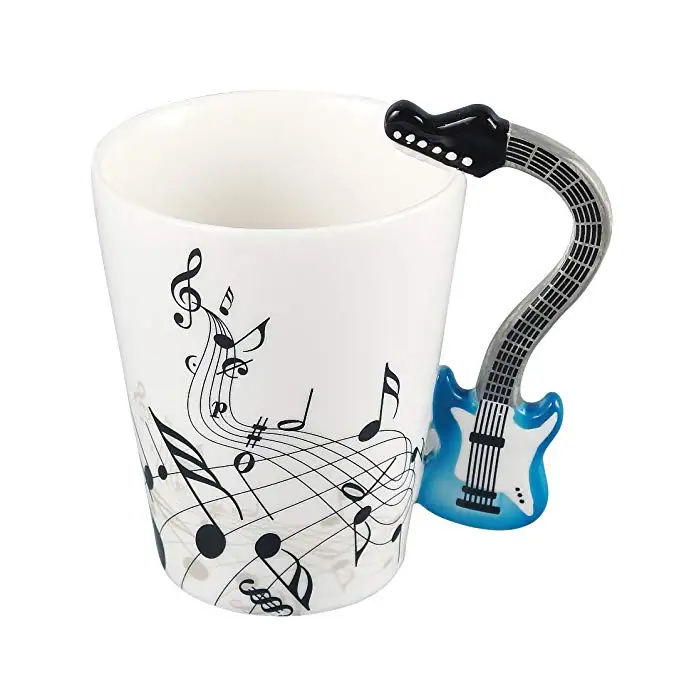 Zogift Fashion Handpainted Music Note Design Cup Guitar Shape Coffee