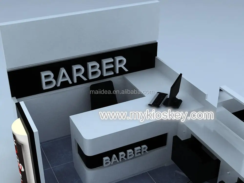 Mall hair salon kiosk barber shop furniture with five stations 