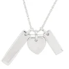 Personality Charms Three Piece Rectangle, Heart and Long Rectangle Starter Pendant in Stainless Steel Silver Plated
