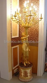 Sculpture Man Holding Br Chandelier Floor Lamp In Large Size 24k Sculpture Man Holding Br Chandelier Floor Lamp In Large Size 24k Gold Plated Bf02 6053