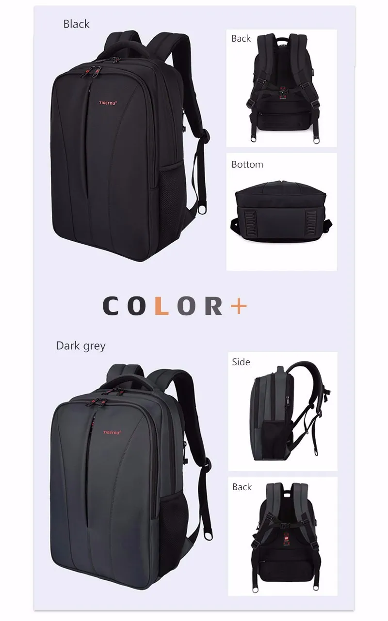 2017 Tigernu New waterproof usb charge 15.6inch laptop backpack men backpacks for teenage girls travel backpack bag for women