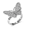 2018 Fashion Jewelry Silver Plated Cubic Zirconia Pave Butterfly Ring