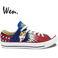 Wen Hot Sale Hand Painted Shoes Design Custom Low Top Wonder Woman Boys Girls High Top