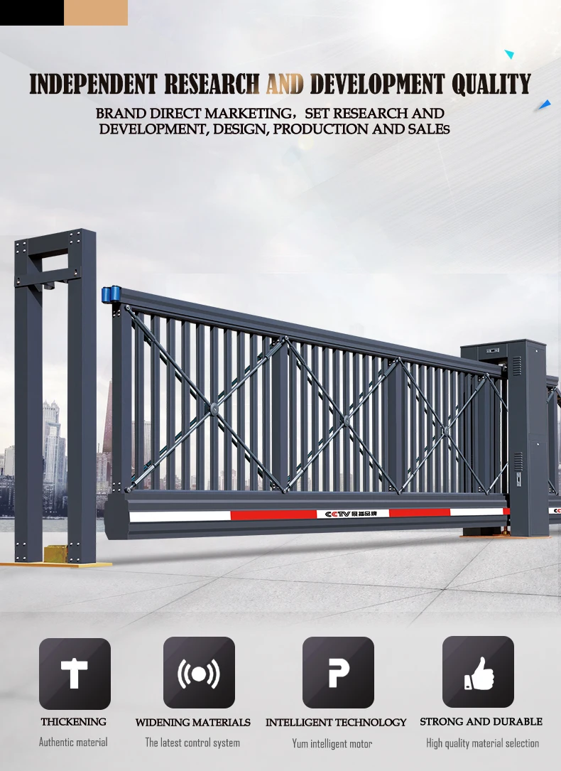 Latest Steel Retractable Trackless Main Folding Park Barrier Gate