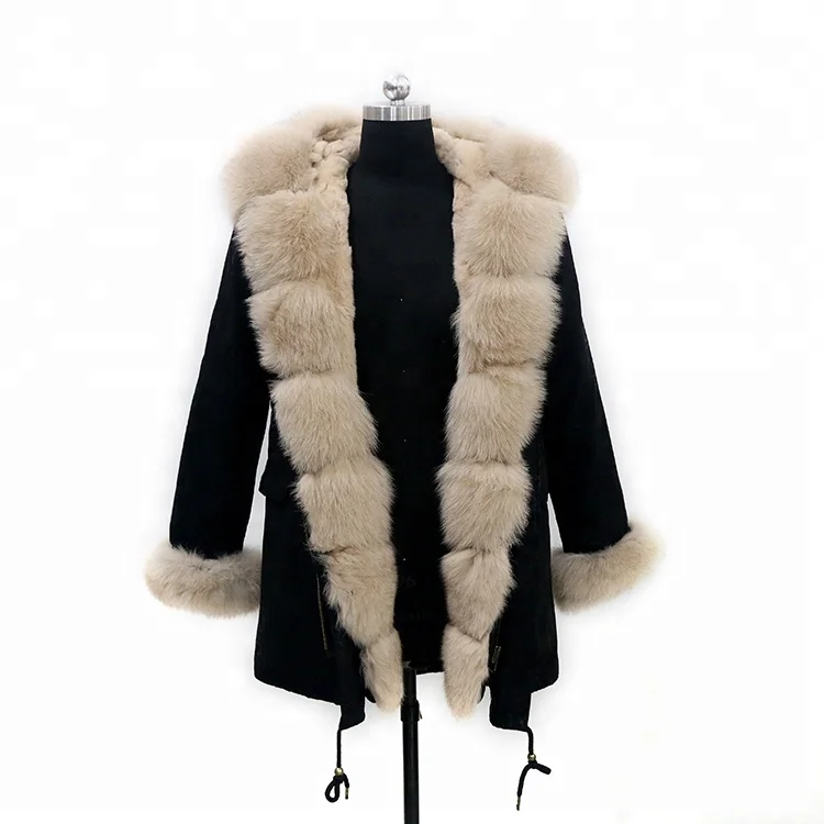 Wholesale Price Custom Winter Fashion Women Natural Fox Fur Parka For Sale