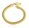 Gold Snake Chain Bracelet, Men's Fashion Gold Plated Flat Snake Bone Link Chain Bracelet 10mm 20cm
