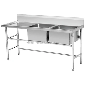 Hotel Kitchen Stainless Steel Work Bench With Double Sink S Buy