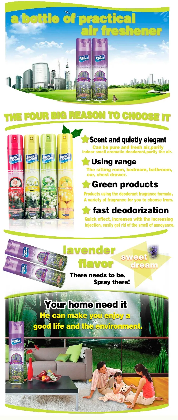 2018 China manufacturing Sweet Dream Brand 300ml Lavender room air freshener