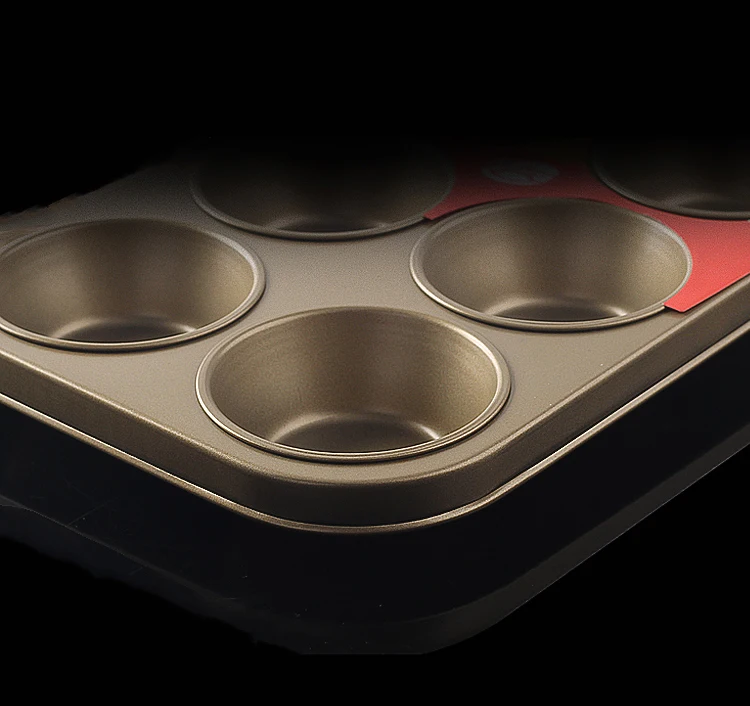 Bakest Large Golden 12 Round Holes Muffin Tart Baking Cupcake Pan Mold