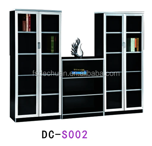 Modern Tempered Glass Door Library Book Shelf With Table Buy
