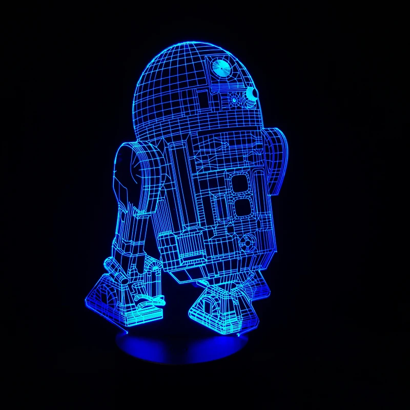 New Action Figure 7colors Robot R2D2 3D Visual LED Night Lights for Kids Bedroom Table Desk Lamp