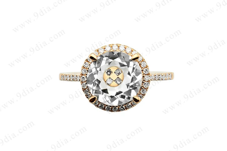 Best Selling AAA Quality Butterfly Tourmaline Pear Cut Diamond 14K Yellow Gold Gemstone Ring for Wedding & Anniversary